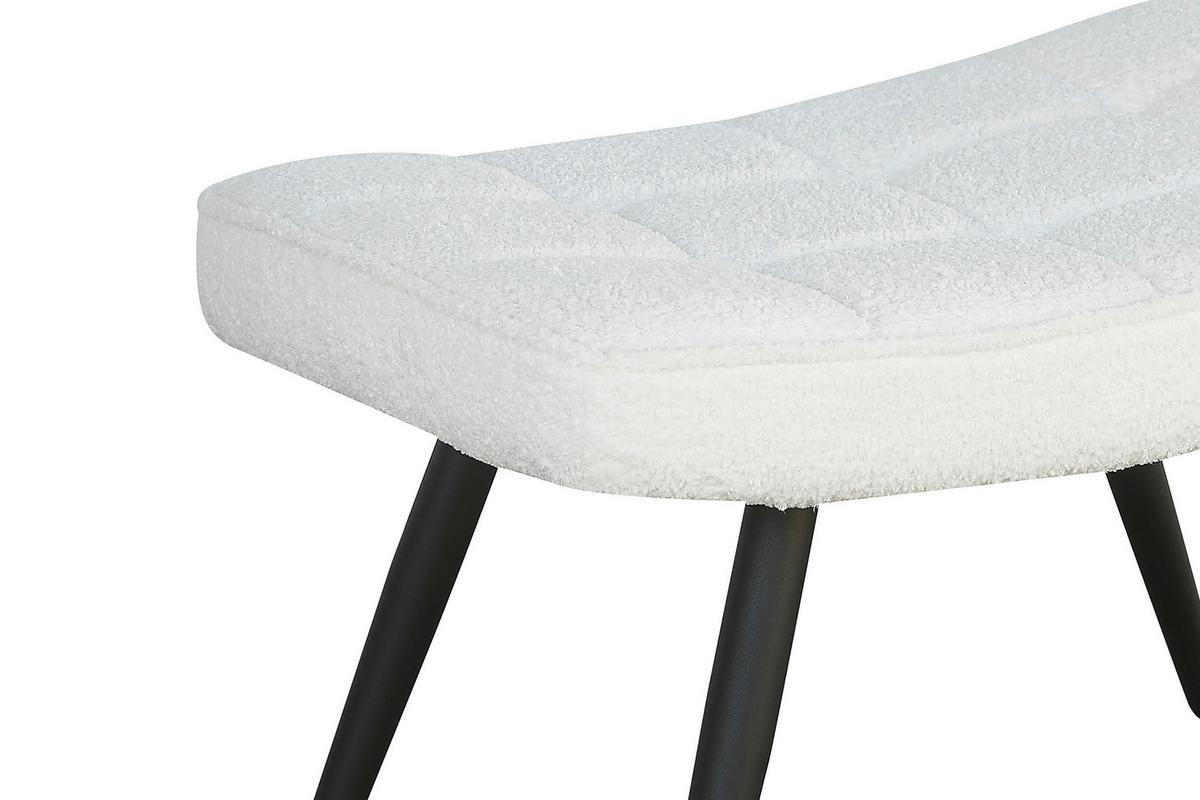 Hocker Uta Elfenbein Bouclé - Elfenbein/Schwarz, Basics, Textil/Metall (60cm) - MID.YOU
