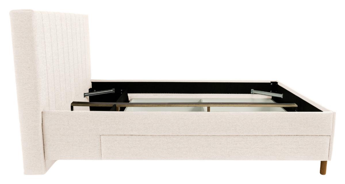 Polsterbett Talio Beige ca. 140x200cm - Eichefarben/Beige, KONVENTIONELL, Holz/Holzwerkstoff (140/200cm) - Mömax