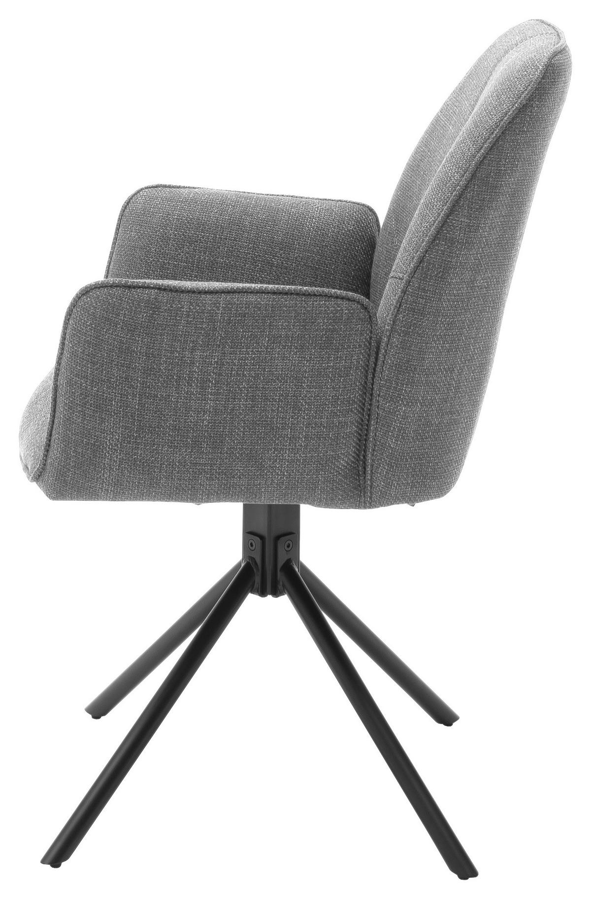 KRZESŁO Z PODŁOKIETNIKAMI PEMBA - czarny/szary, Design, metal/tkanina (58/87/61cm) - Carryhome