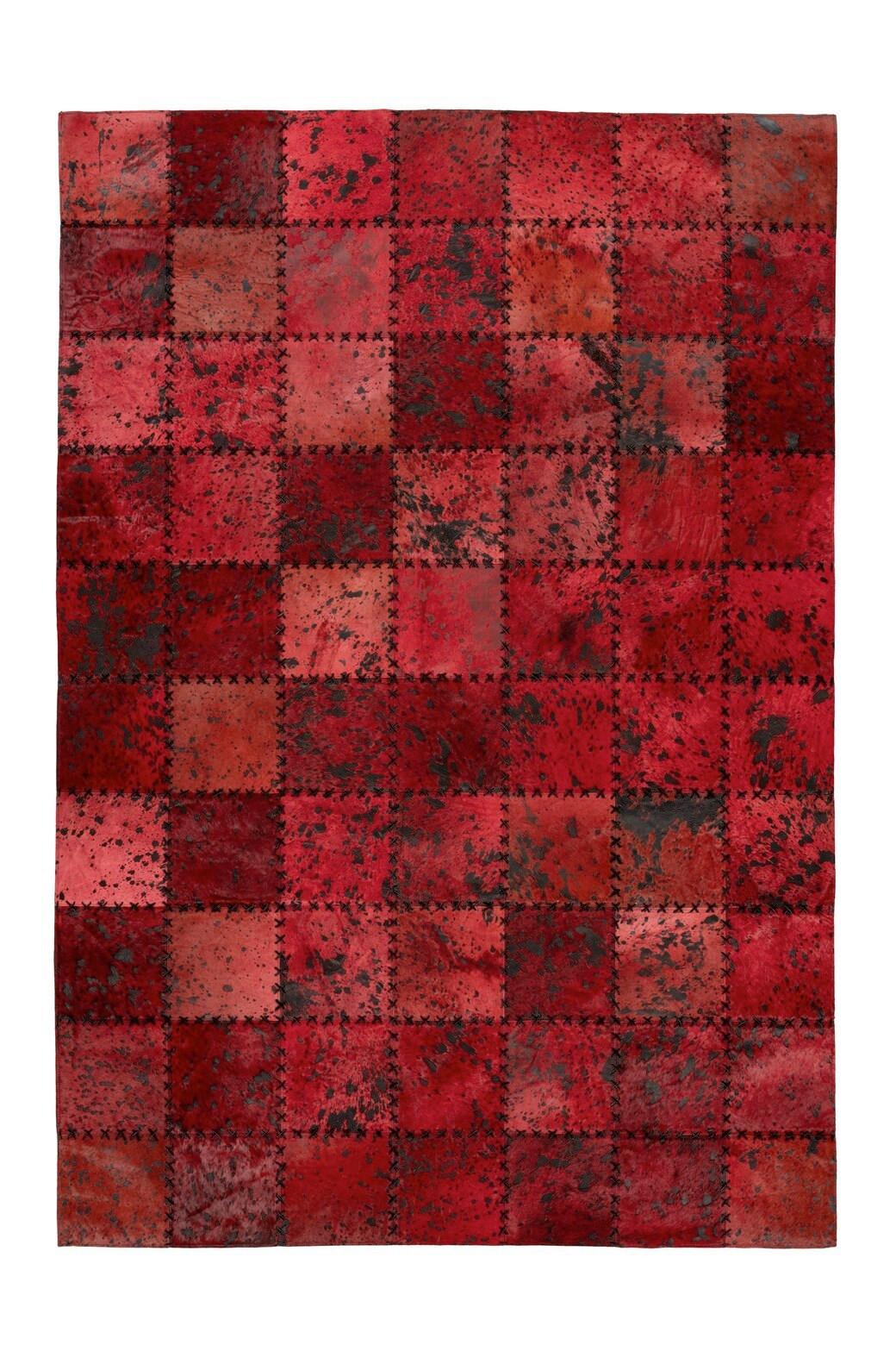 Lederteppich Voila 125 Rot 200x290 - Rot, Basics, Leder (200/290cm) - Kayoom