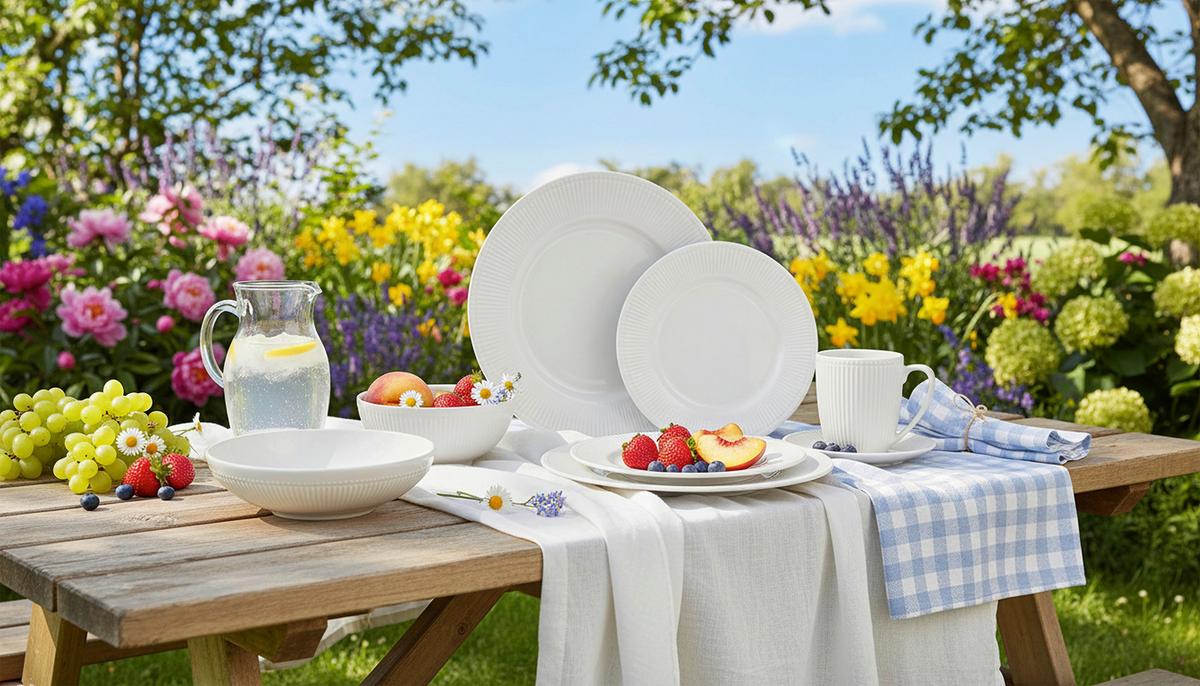 SERWIS OBIADOWO-ŚNIADANIOWY NELE - biały, Konventionell, ceramika - Landscape