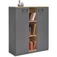 Highboard in Grau/Eichefarben - Eichefarben/Schwarz, MODERN, Holzwerkstoff/Kunststoff (100/120/40cm) - MÖMAX modern living