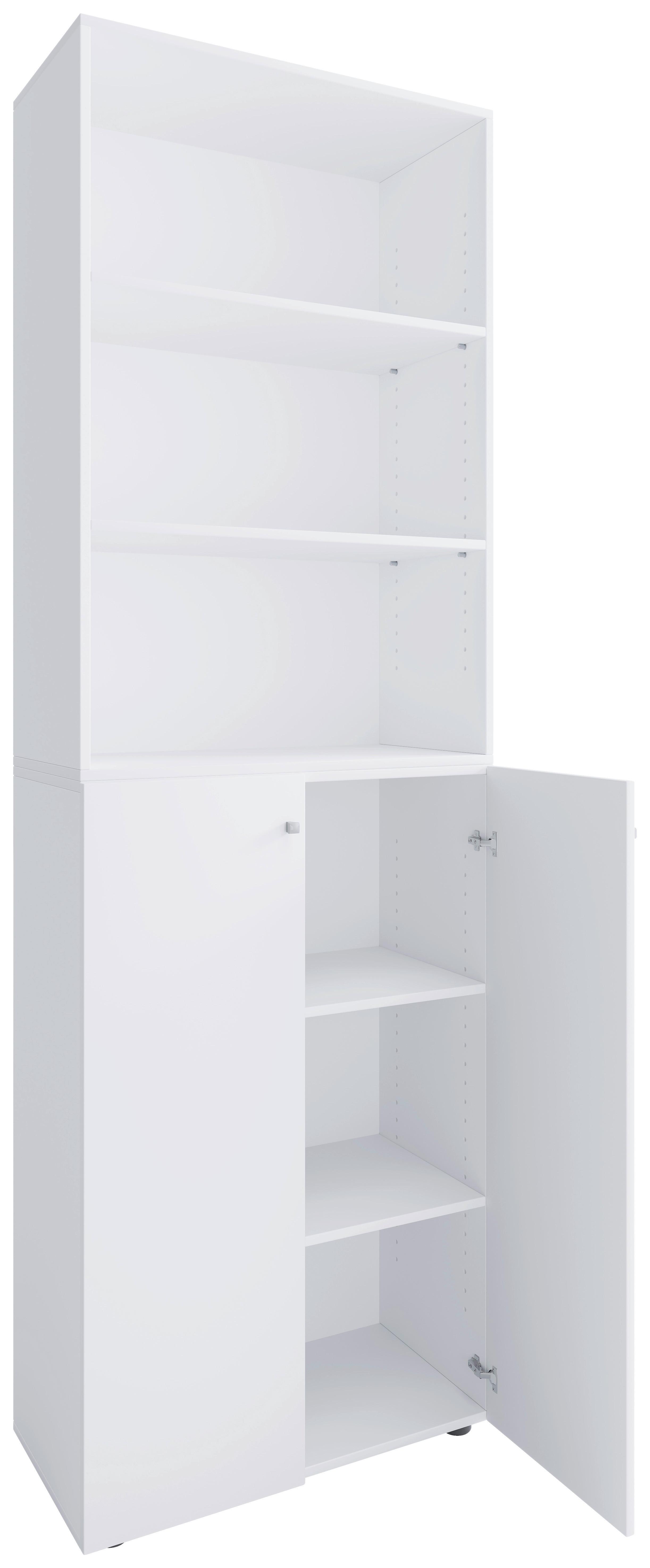 Schuhschrank LONA Weiß ca. 70x220x40 cm - Silberfarben/Schwarz, Design, Holzwerkstoff/Kunststoff (70/220/40cm) - MID.YOU