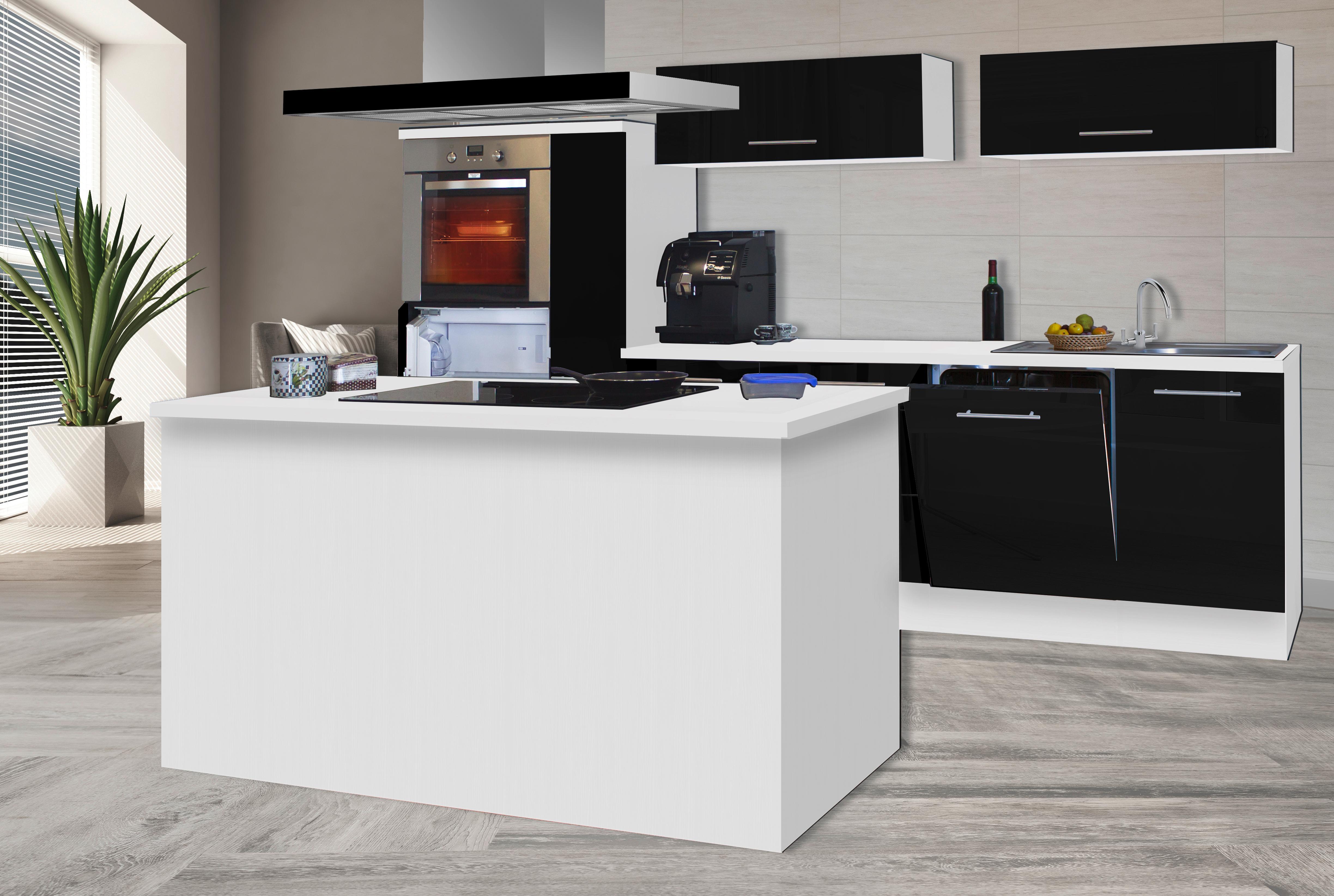 Inselküche in Schwarz mit E-Geräten 'Premium' online kaufen mömax