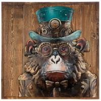 Metallbild Steampunkk Ape Braun/Hellbraun - Hellbraun/Braun, Basics, Holz/Metall (50/50/5,5cm)