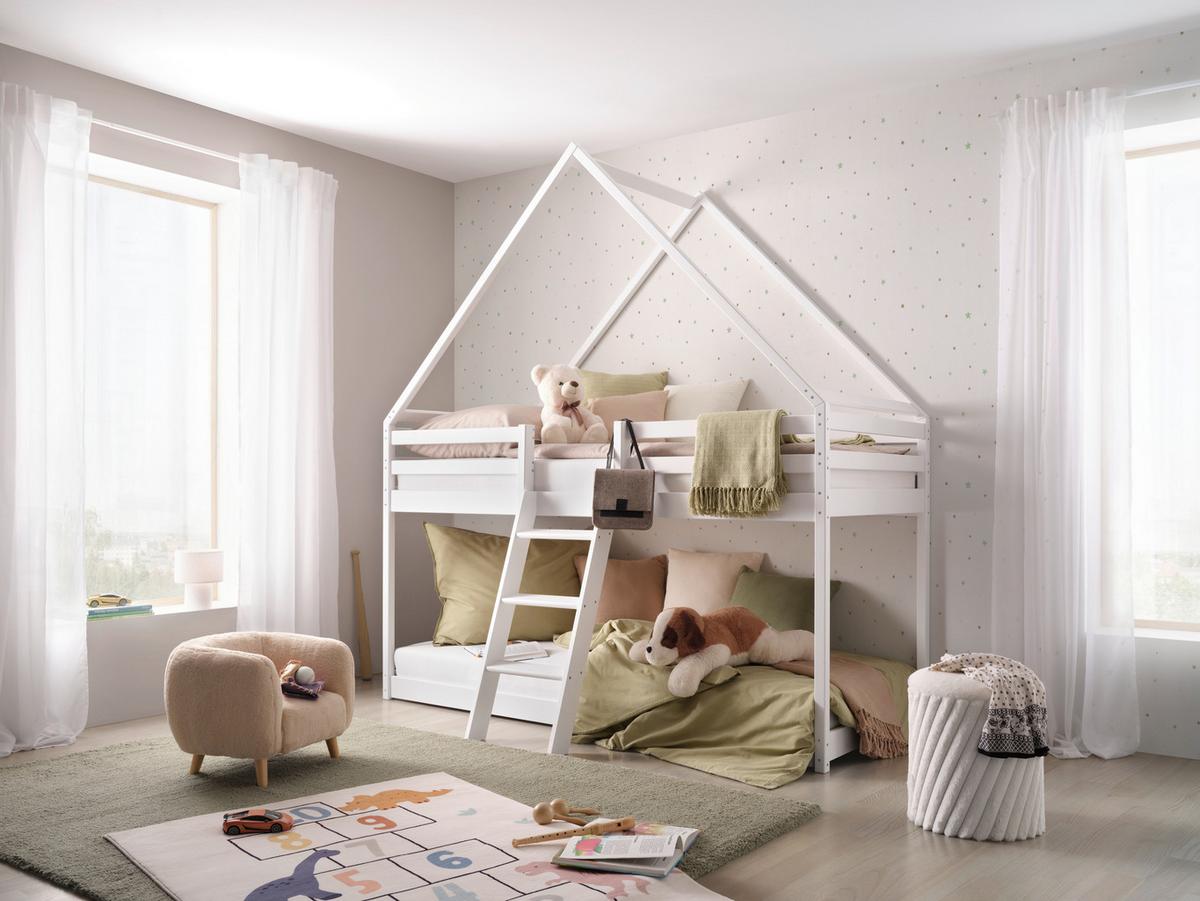 Etagenbett Sweet Weiß ca. 90x200cm - Birkefarben/Weiß, LIFESTYLE, Holz (97/224/208cm) - Mömax