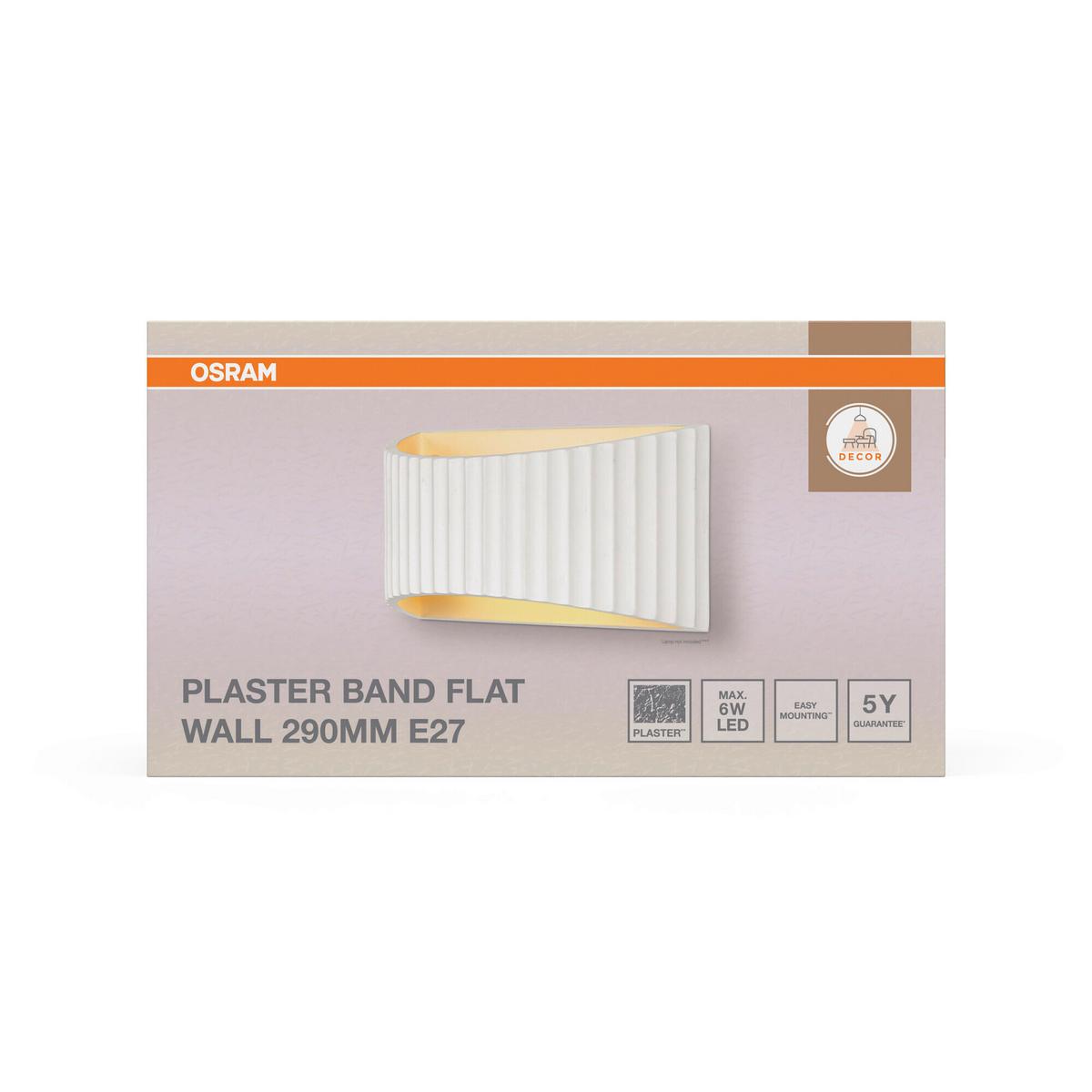 KINKIET DCR PLSTR BANDFLAT W 290 1XE27 - biały, Basics, kamień (29/11,8/15cm) - Osram