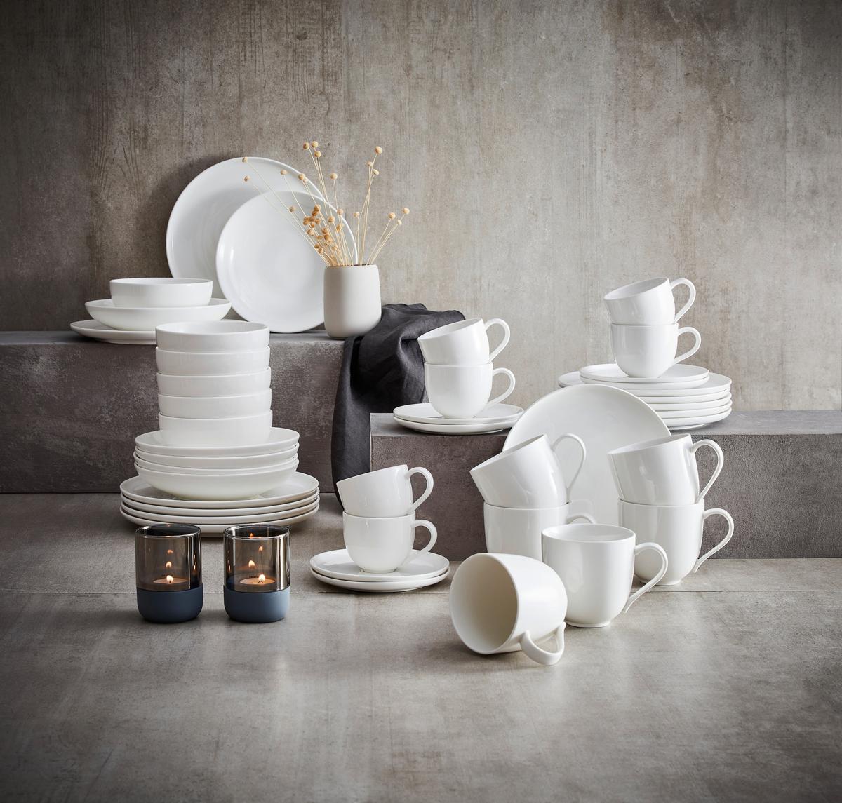 SERWIS OBIADOWO-ŚNIADANIOWY SKAGEN - biały, Design, ceramika - Ritzenhoff Breker