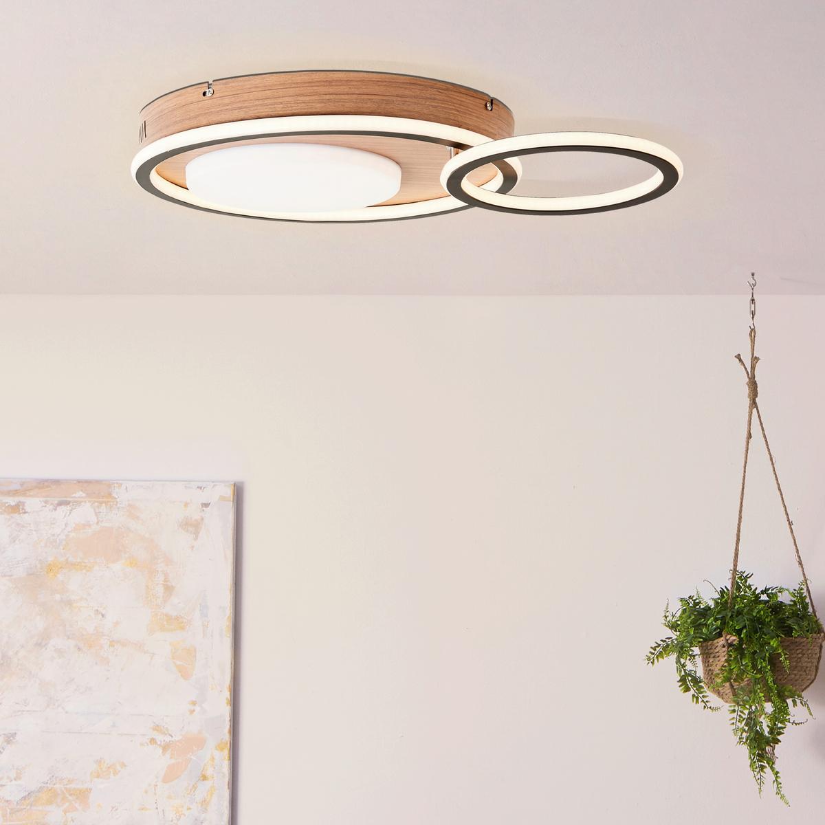 LED-Deckenleuchte Karney Braun/Schwarz max. 48 Watt - Schwarz/Braun, Design, Kunststoff/Metall (39,4/57/8cm) - Brilliant