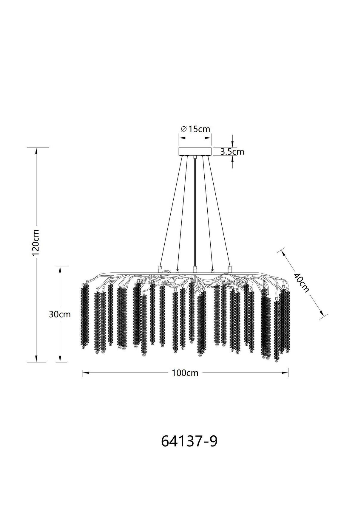 Svjetiljka Viseća Laverne - prozirno/boje kroma, Konvencionalno, metal/plastika (100/40/120cm) - Globo