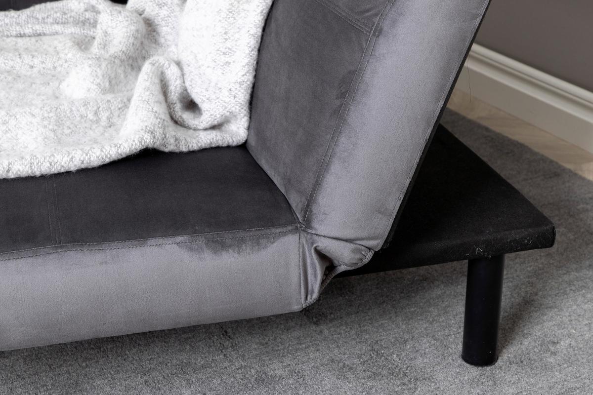 SCHLAFSOFA BODIL - Dunkelgrau, Design, Textil/Metall (180/80/55cm) - Livetastic