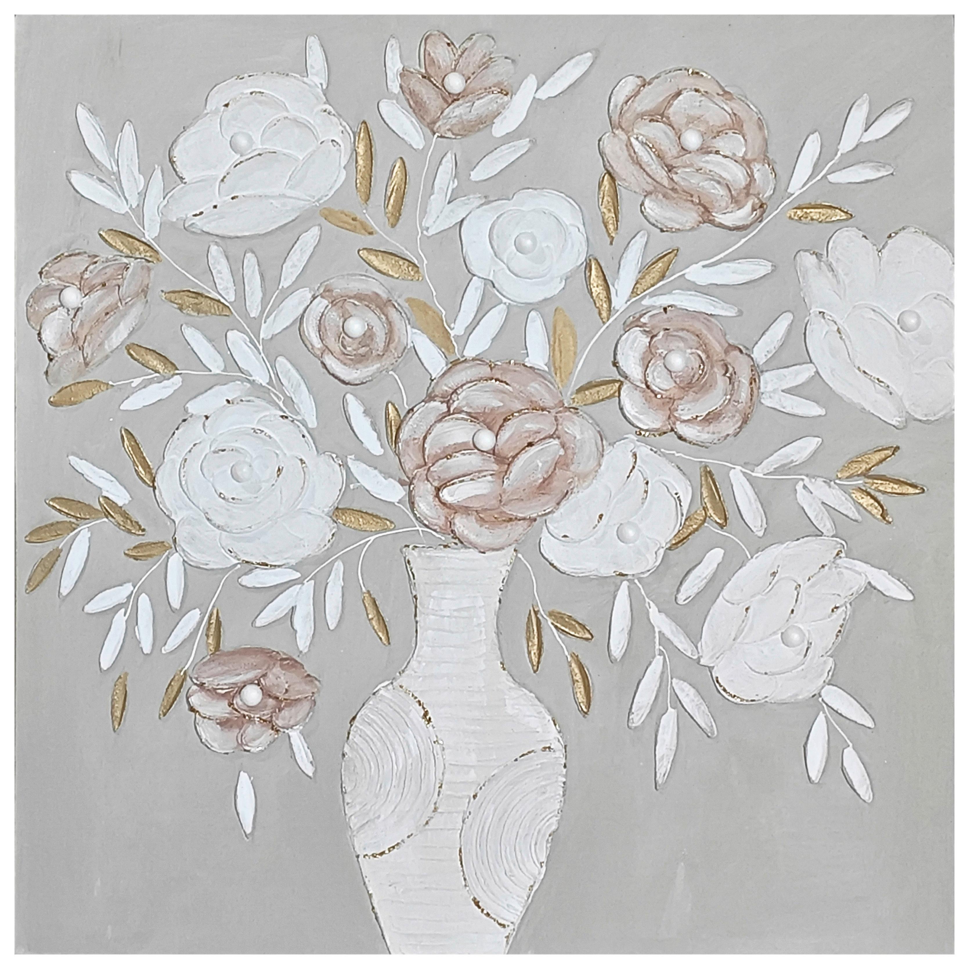 Slika Na Platnu Florero - roza/bela, Moderno, tekstil/les (80/80/3cm) - Mömax