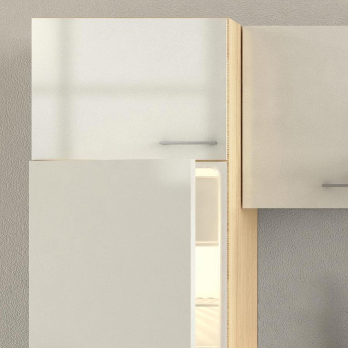 Küchenblock in Perlmutt inkl. Geräte und Spüle 'Abaco' - Edelstahlfarben/Perlmutt, MODERN, Glas/Holzwerkstoff (270cm) - FlexWell