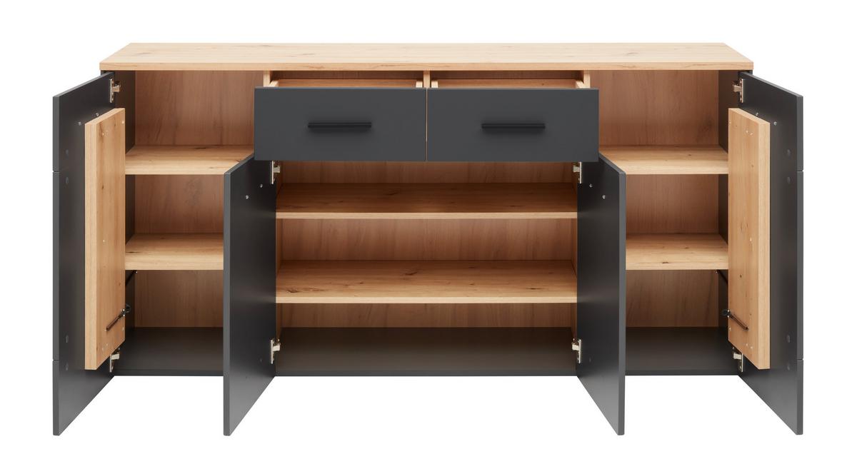 Sideboard Alara Eiche/Anthrazit - Schwarz, MODERN, Holzwerkstoff/Kunststoff (170/87/40cm) - Mömax