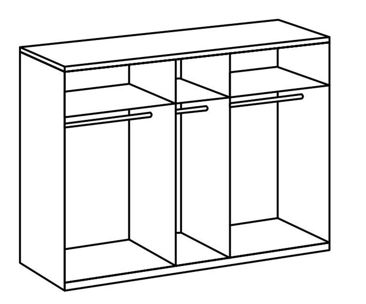 Drehtürenschrank Level 36A mit Spiegel ca. 250 cm Weiß/Eiche - Chromfarben/Eichefarben, MODERN, Holzwerkstoff (250/216/58cm) - MID.YOU