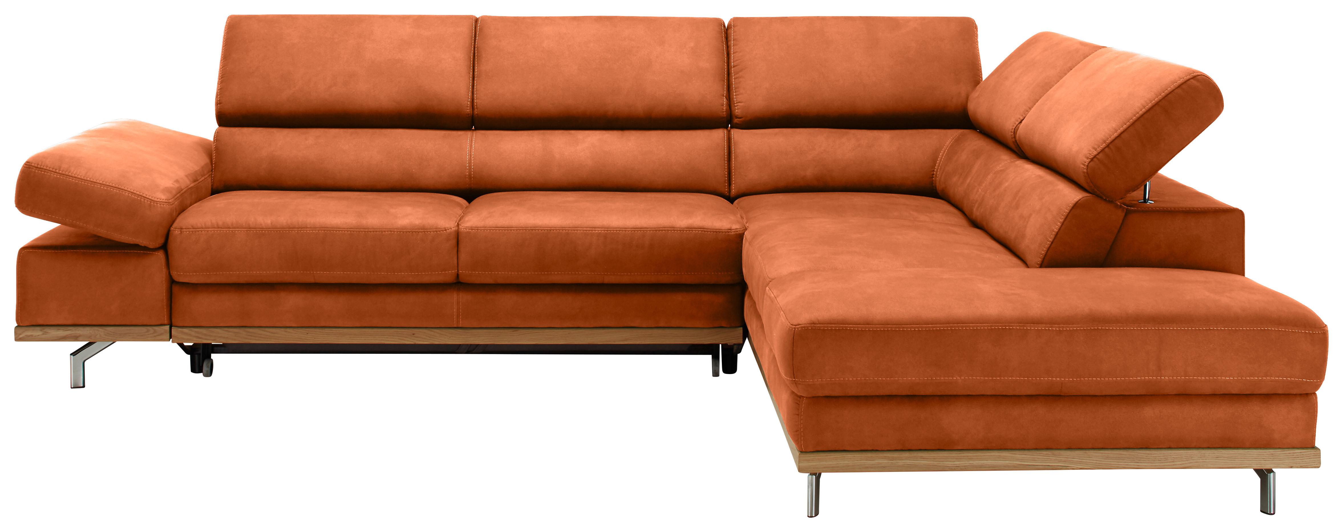 Ecksofa Carmen Orange - Chromfarben/Schwarz, KONVENTIONELL, Holz/Textil (292/72/226cm) - Premium Living