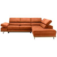 Ecksofa Carmen Orange - Chromfarben/Schwarz, KONVENTIONELL, Holz/Textil (292/72/226cm) - Premium Living