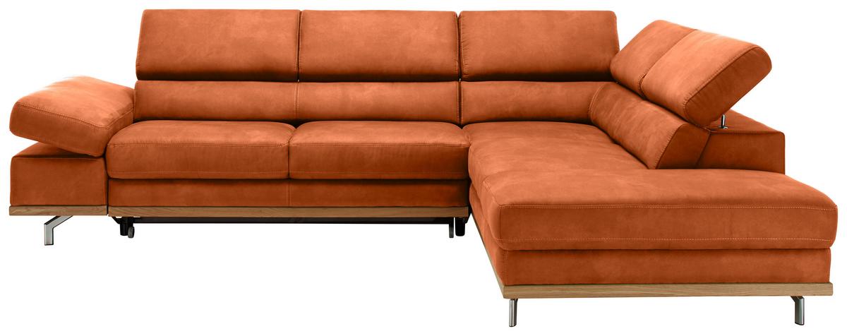Ecksofa Carmen Orange - Chromfarben/Schwarz, KONVENTIONELL, Holz/Textil (292/72/226cm) - Premium Living