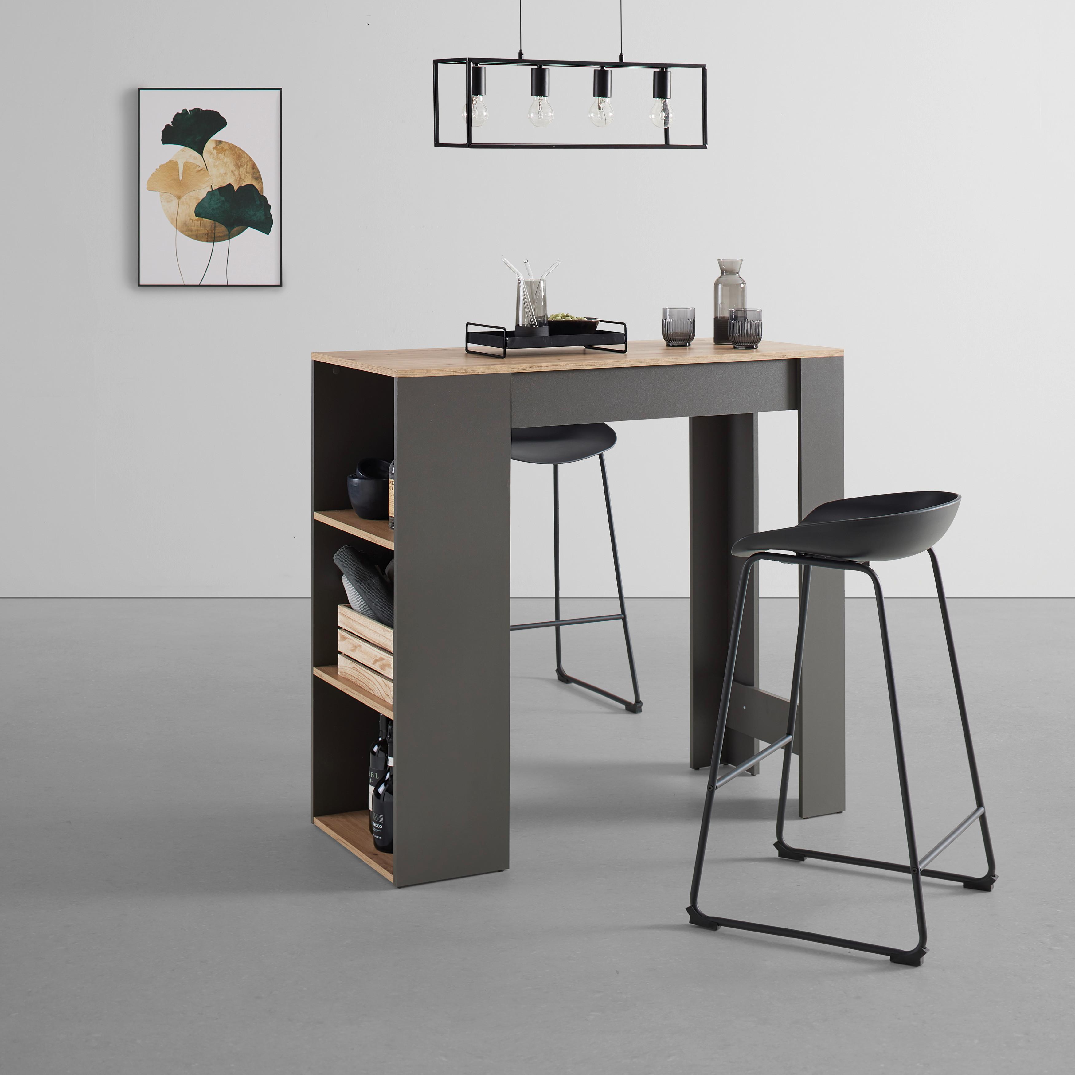 Bartisch Dandy Anthrazit/Eichefarben - Anthrazit/Schwarz, Modern, Holz/Kunststoff (115/108/50cm) - Mömax
