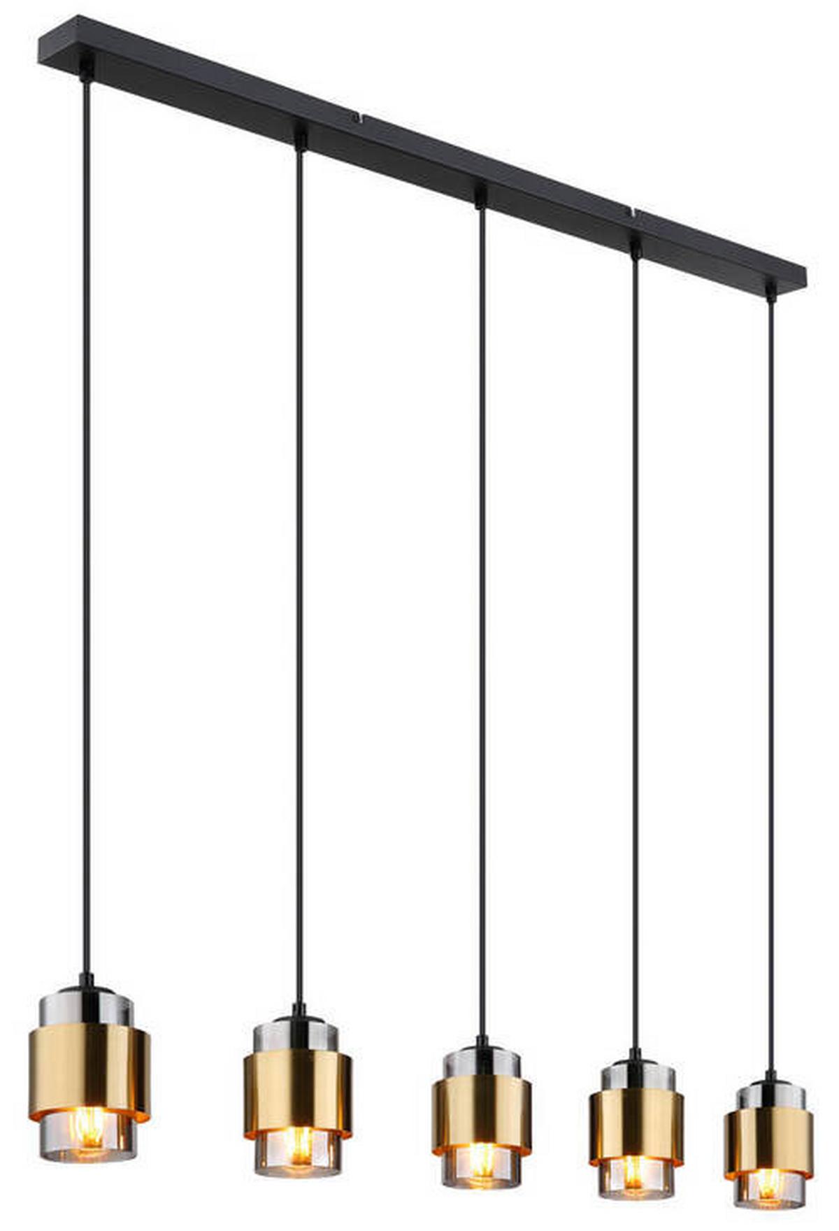 Hängeleuchte Milley Schwarz/ Messingfarben max. 40 Watt - Messingfarben/Schwarz, Design, Glas/Metall (105/10/150cm) - Globo