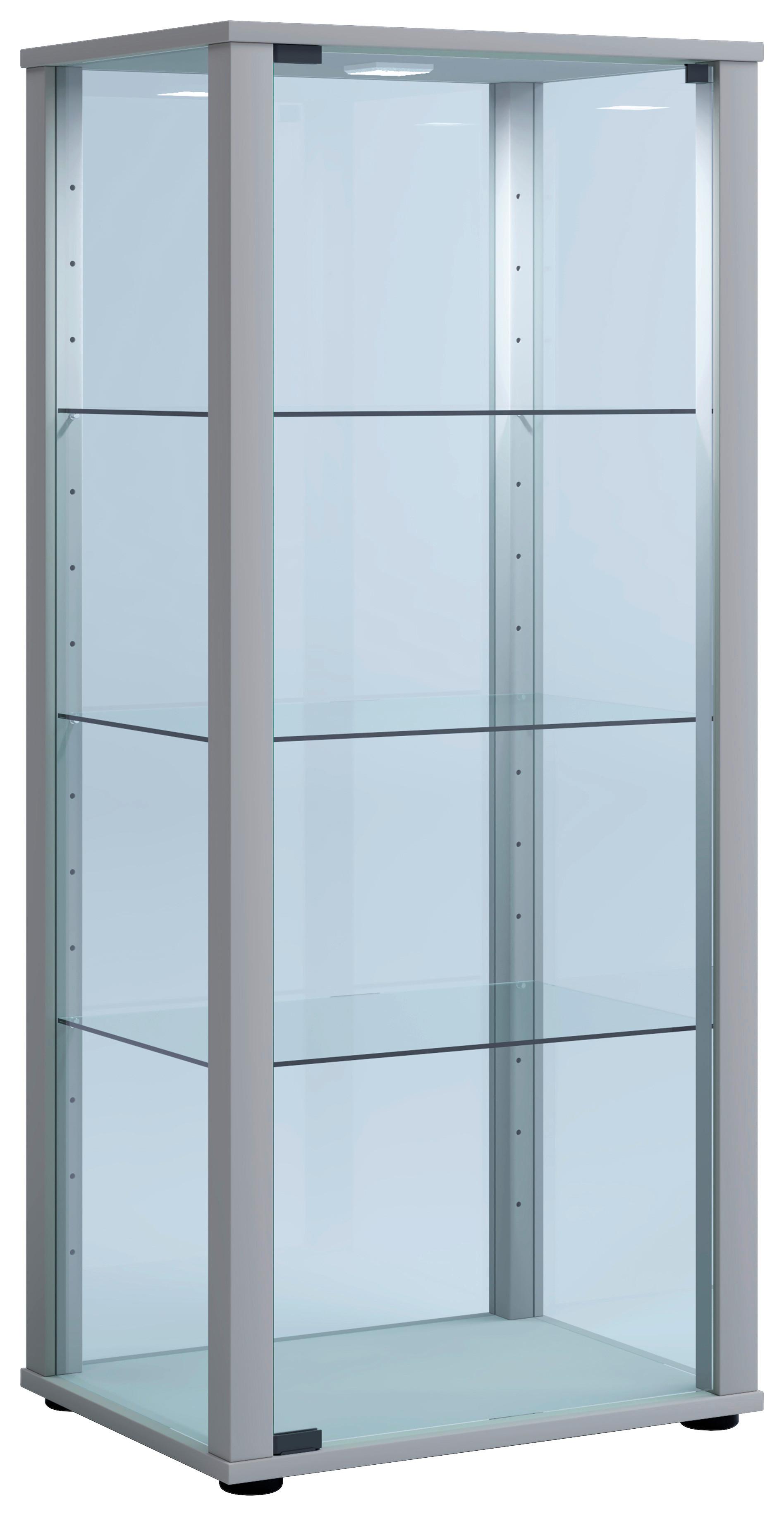 Vitrine Kavisa Silberfarben - Silberfarben/Schwarz, MODERN, Glas/Holzwerkstoff (50/114,5/38cm) - MID.YOU