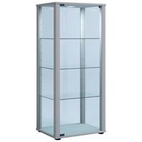Vitrine Kavisa Silberfarben - Silberfarben/Schwarz, MODERN, Glas/Holzwerkstoff (50/114,5/38cm) - MID.YOU