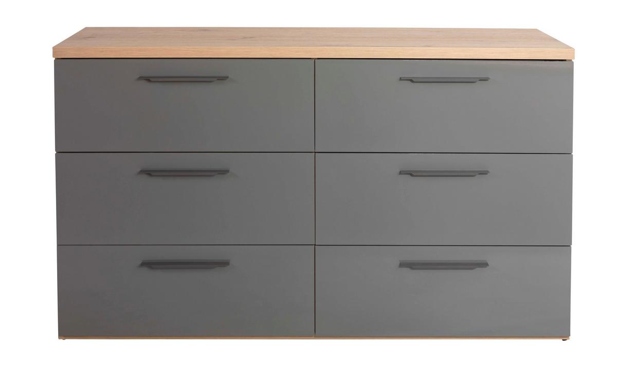 Komoda Sposami - siva visoki sjaj/hrast artisan, Moderno, metal/pločasti materijal (136,2/82,6/44,4cm) - Premium Living