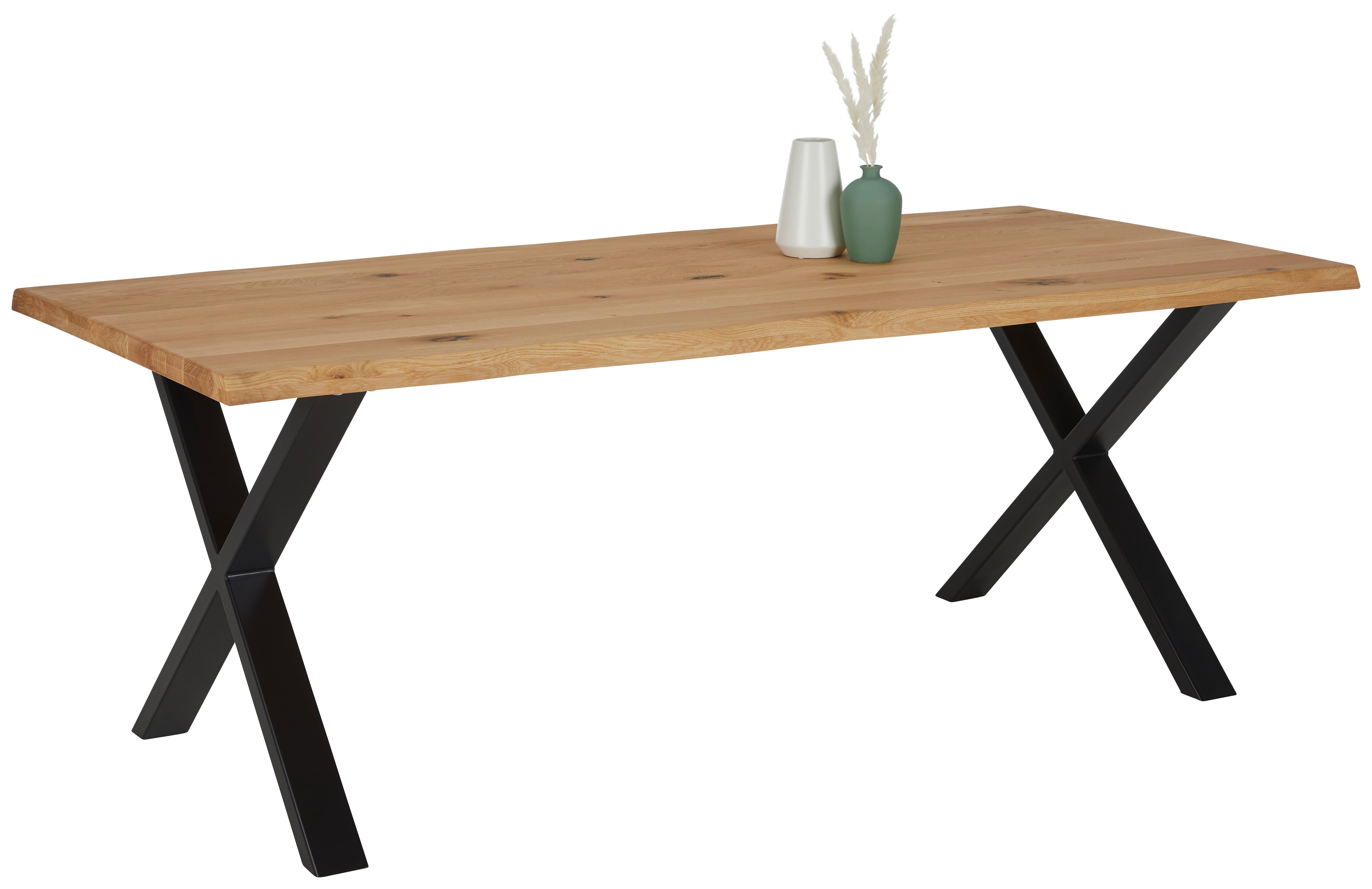 table in Wildeiche - Wildeiche/Schwarz, Natur, Holz/Metall (200/100/75cm) - Zandiara