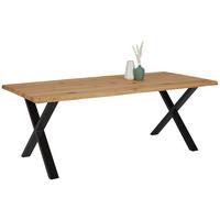 Esstisch in Wildeiche - Wildeiche/Schwarz, Natur, Holz/Metall (200/100/75cm) - Zandiara