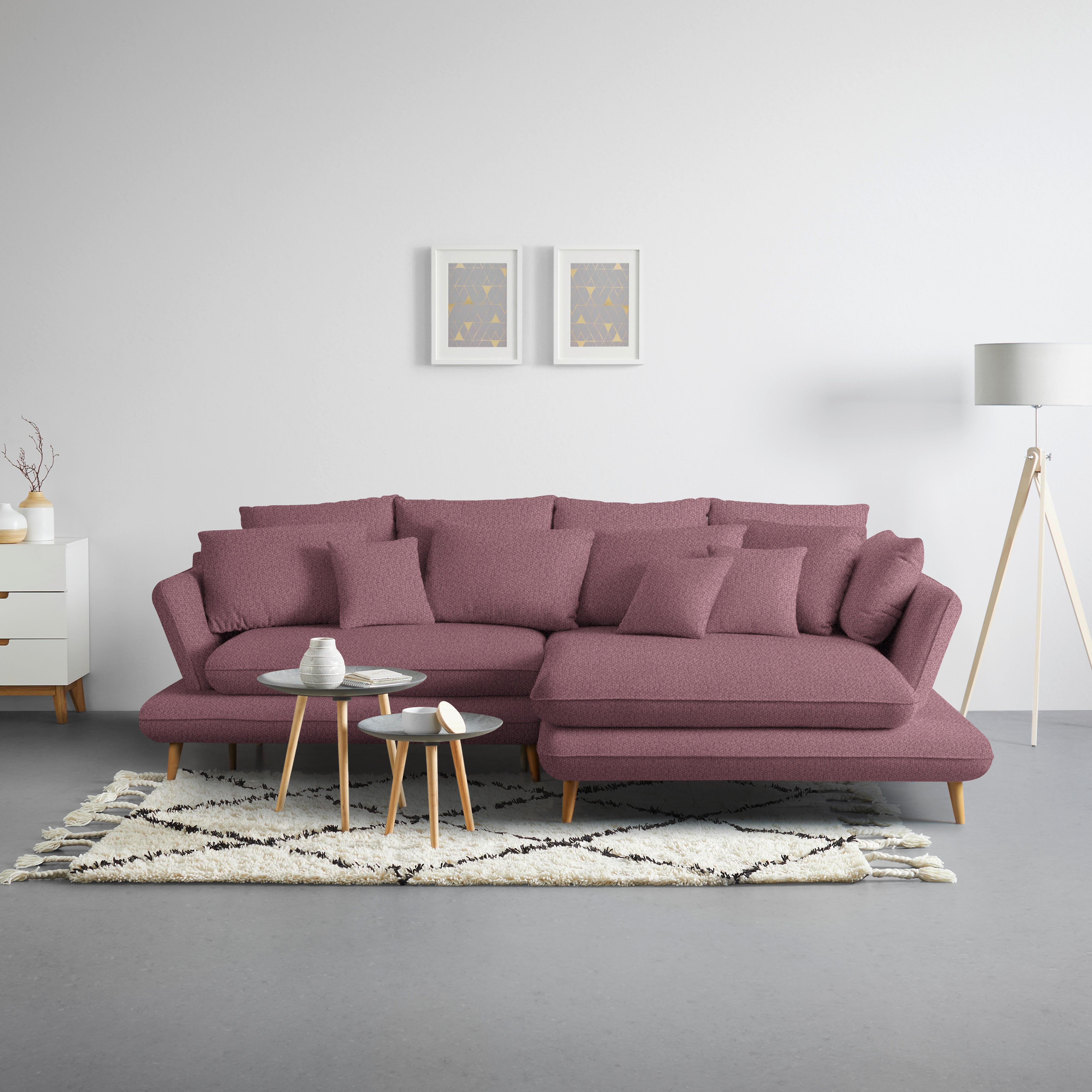Kutna Garnitura Monte - šljiva/prirodne boje, Romantično / ladanjski, tekstil/drvo (283/181cm) - Premium Living