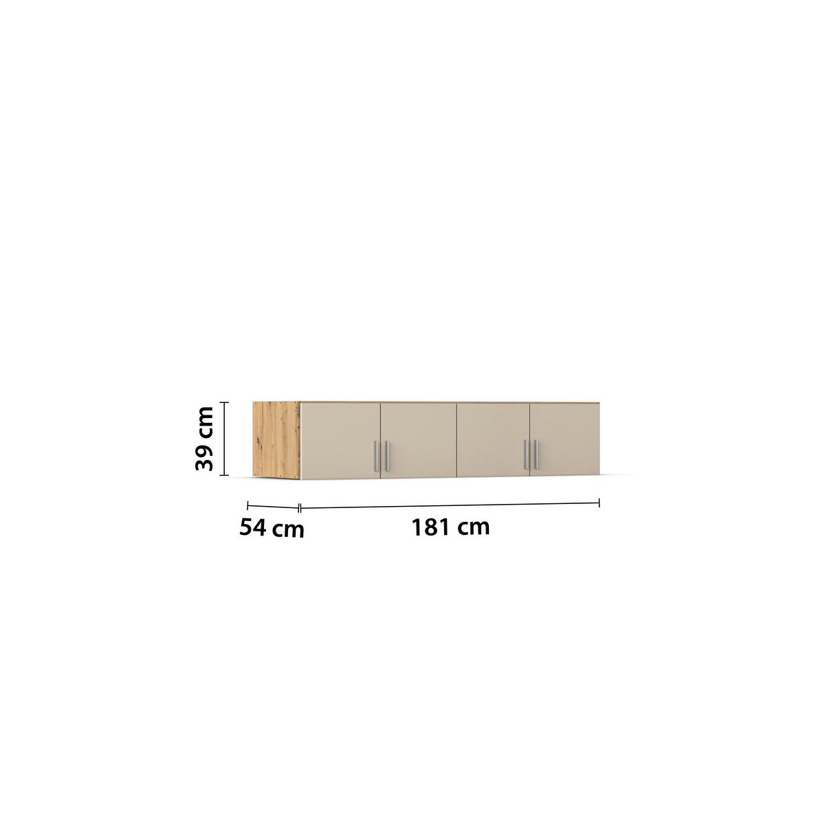 Nastavek Za Omaro Celle Matt, Barva Šampanjca, Ca. 181 Cm - barve šampanjca/barve aluminija, Trend, umetna masa/leseni material (181/39/54cm)