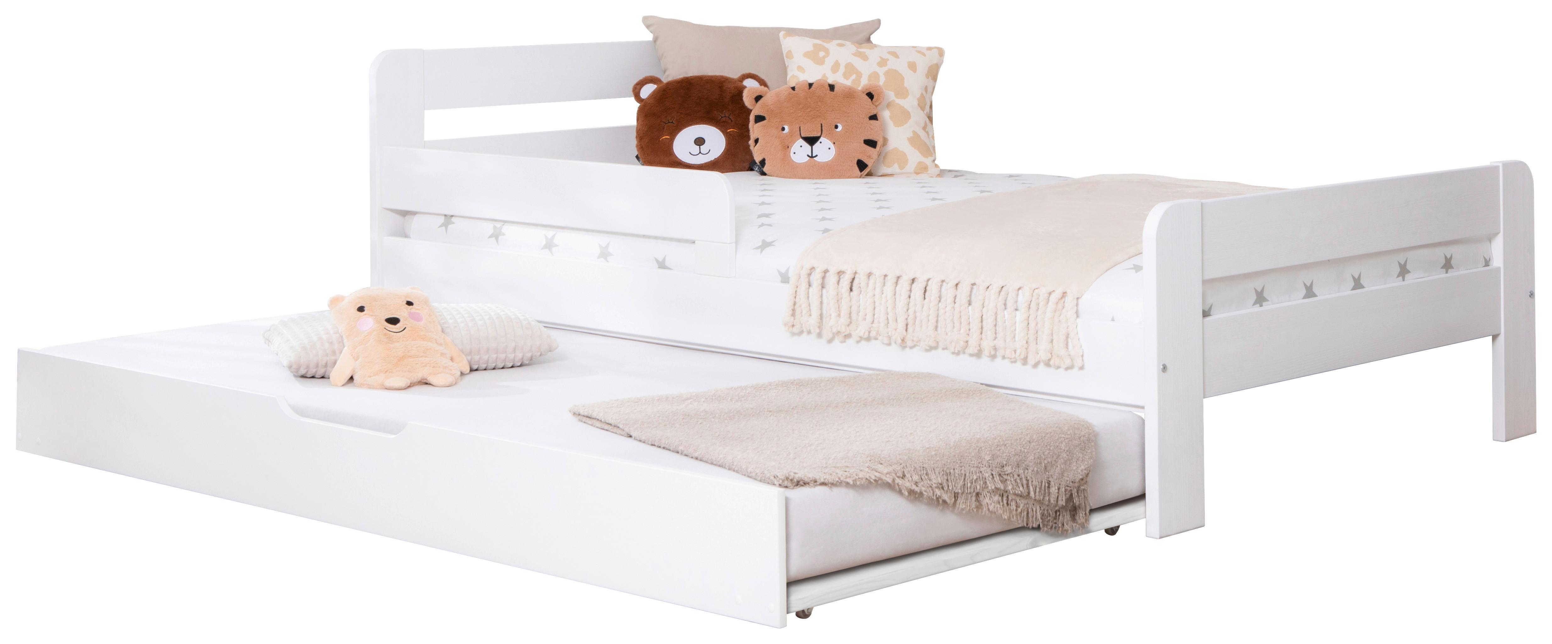 Bett Bennet mit Ausziehbett ca. 90x200 cm Weiß - Naturfarben/Weiß, MODERN, Holz/Textil (90/200cm) - MID.YOU