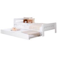 Bett Bennet mit Ausziehbett ca. 90x200 cm Weiß - Naturfarben/Weiß, MODERN, Holz/Textil (90/200cm) - MID.YOU