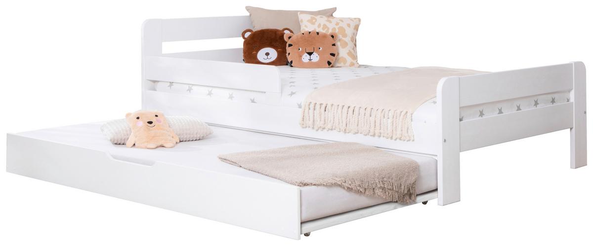 Bett Bennet mit Ausziehbett ca. 90x200 cm Weiß - Naturfarben/Weiß, MODERN, Holz/Textil (90/200cm) - MID.YOU