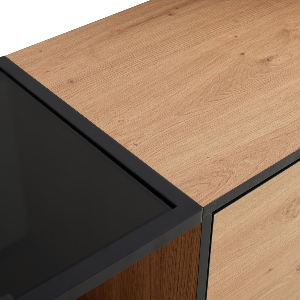 Tv Szekrény Queens - natúr színű/fekete, Modern, faalapú anyag/fém (160/54/40cm) - Mömax