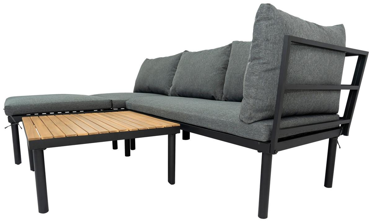 KOMPLET MEBLI TARASOWYCH BORIS - kolor akacjowy/czarny, Basics, metal/drewno (159/273,5cm) - Ambia Garden