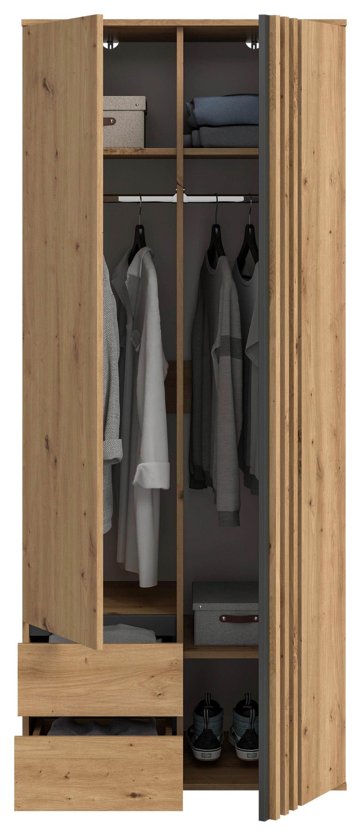Drehtürenschrank TOFTA Eiche Artisan, Anthrazit - Anthrazit/Eiche Artisan, ROMANTIK / LANDHAUS, Holzwerkstoff (80/192/56cm) - Livetastic
