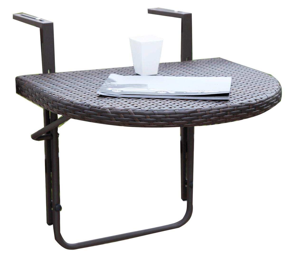 Balkonklapptisch Agra ca. 60x50 cm Dunkelbraun - Dunkelbraun, MODERN, Kunststoff/Metall (60/43/50cm) - Gardenson
