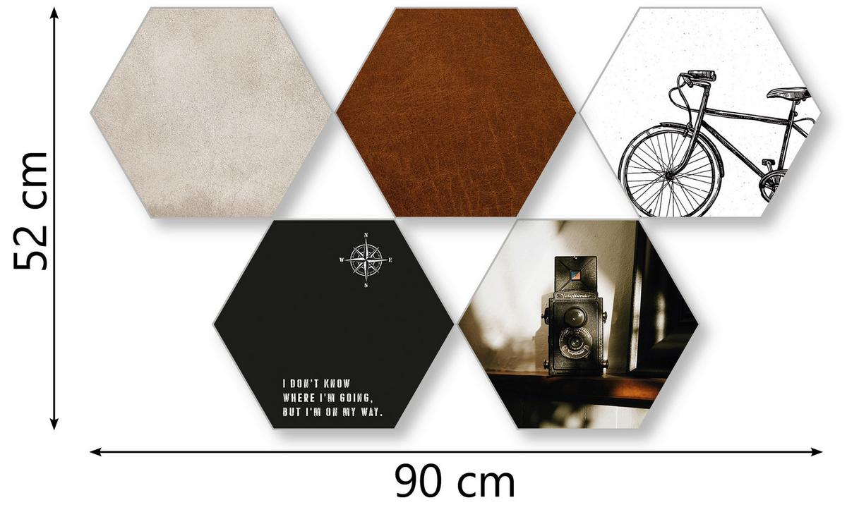 Képszett Hexagon - barna/fekete, műanyag (30/25cm) - Modern Living