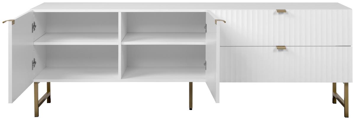 KOMODA NISKA EDINBURGH 57A - biały/kolor złoty, Design, materiał drewnopochodny/tworzywo sztuczne (179/61/41cm) - MID.YOU