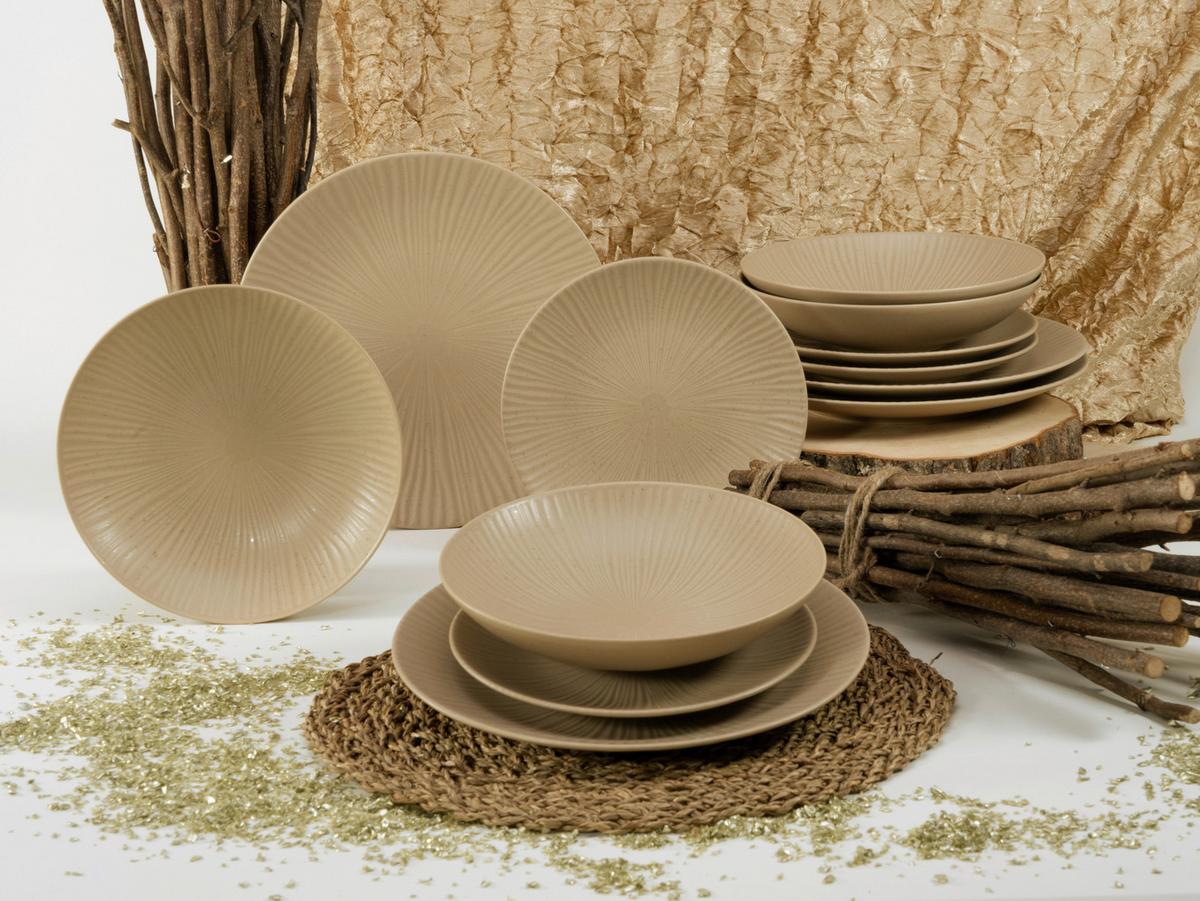 Kombinirani Servis Vesuvio Sand, 12-Delni - peščene barve, Basics, keramika - Creatable