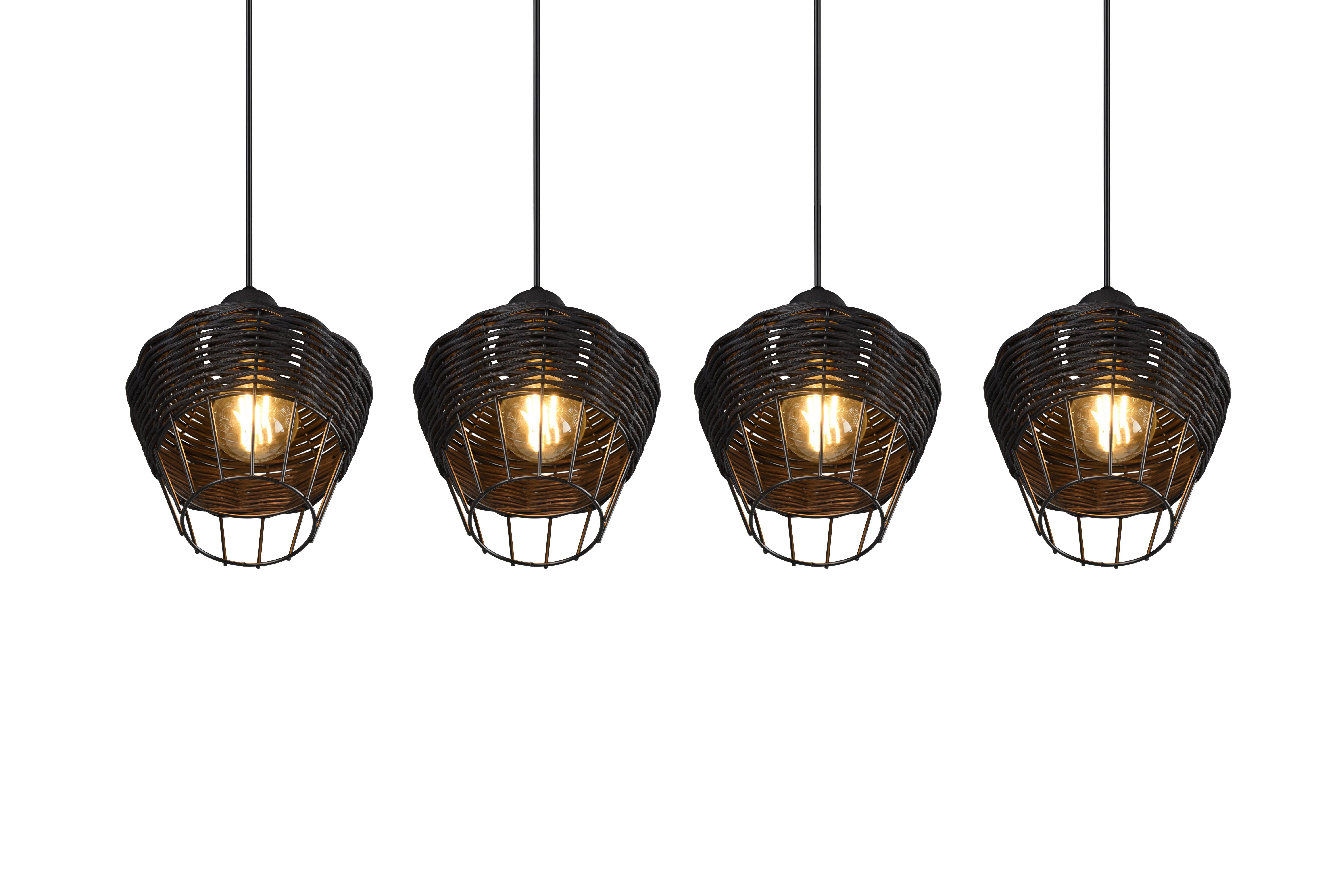 Pendelleuchte Borka Schwarz max. 40 Watt - Schwarz, ROMANTIK / LANDHAUS, Holz/Metall (95/150/17,5cm)