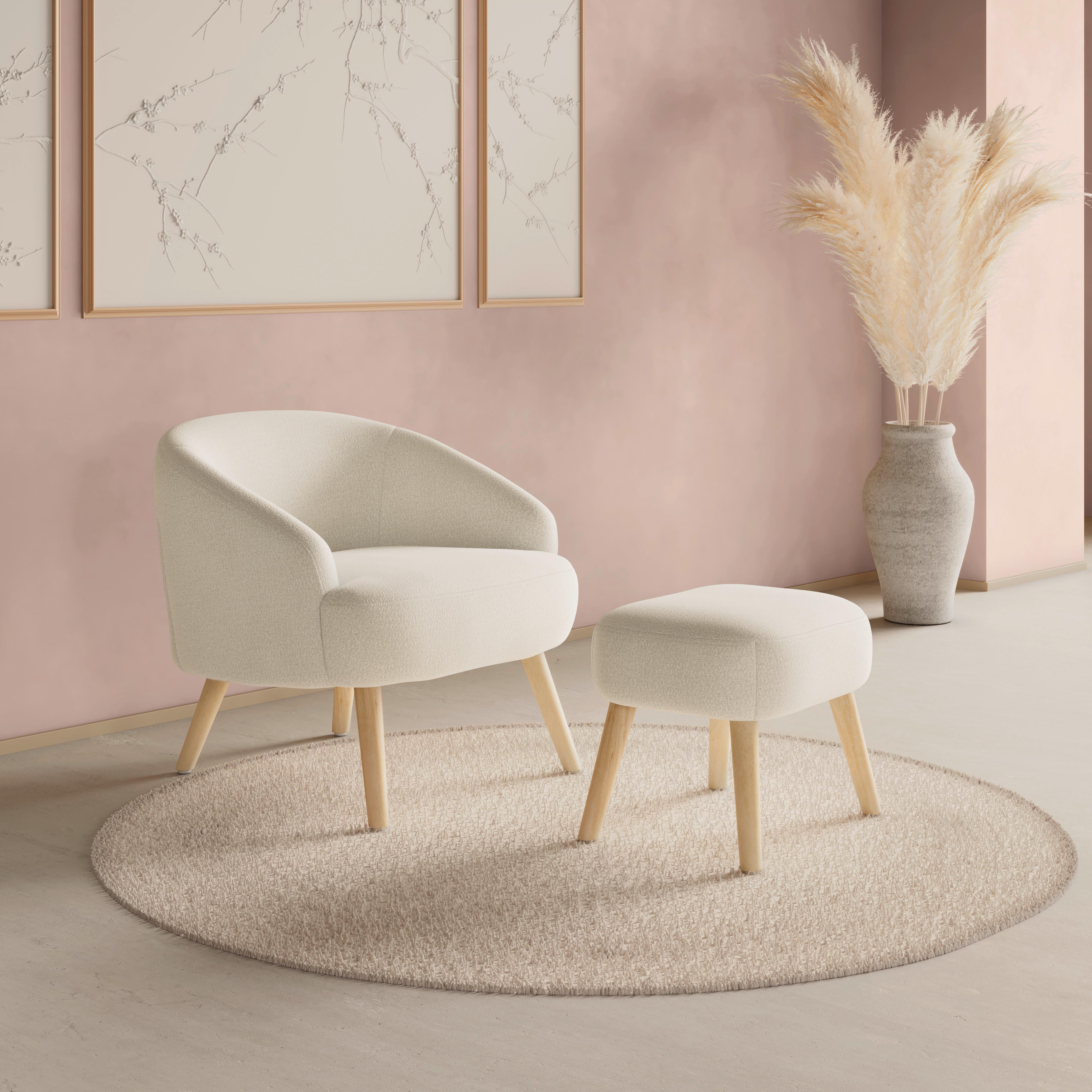 Sessel Sonja Chenille Weiß - Weiß/Naturfarben, MODERN, Holz/Textil (71/69/68cm)