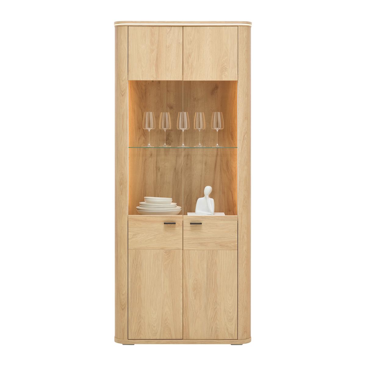 Vitrine Lagos Eichefarben - Eichefarben/Anthrazit, MODERN, Glas/Holzwerkstoff (89,2/209,5/37,5cm) - Premium Living