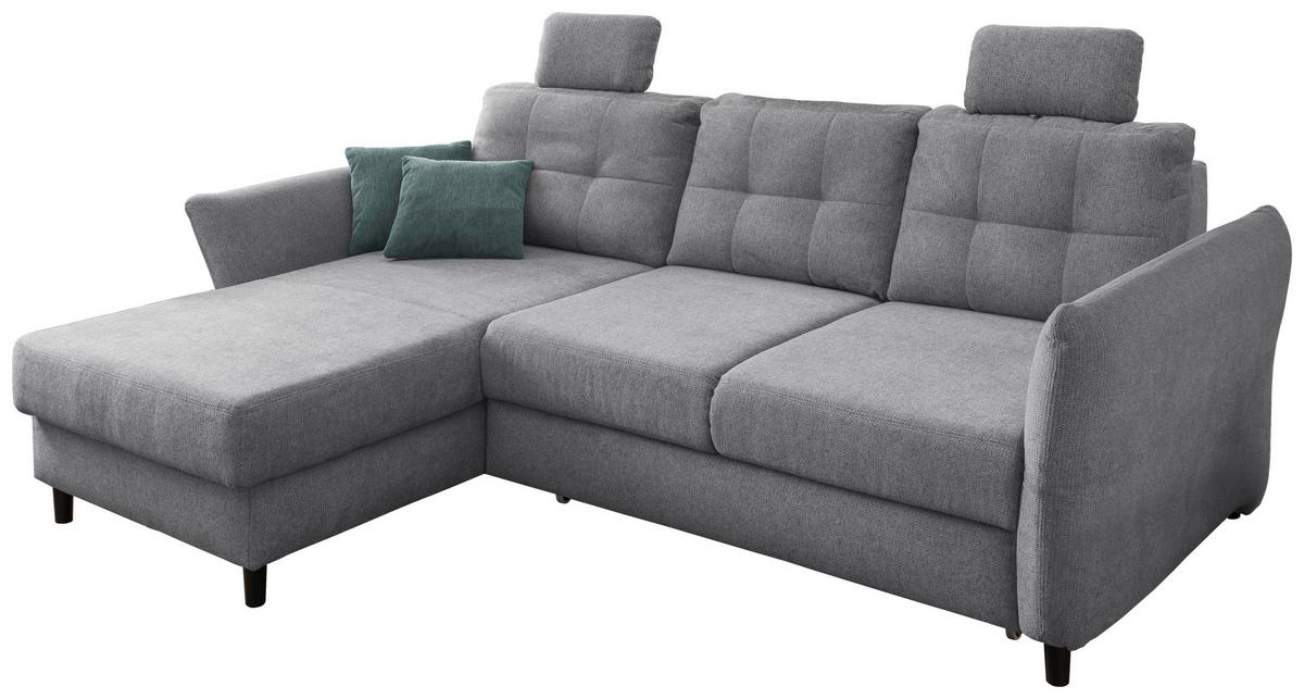Wohnlandschaft Brizzini Silberfarben Chenille - Mintgrau/Silberfarben, MODERN, Holz/Textil (176/250-280cm) - Livetastic
