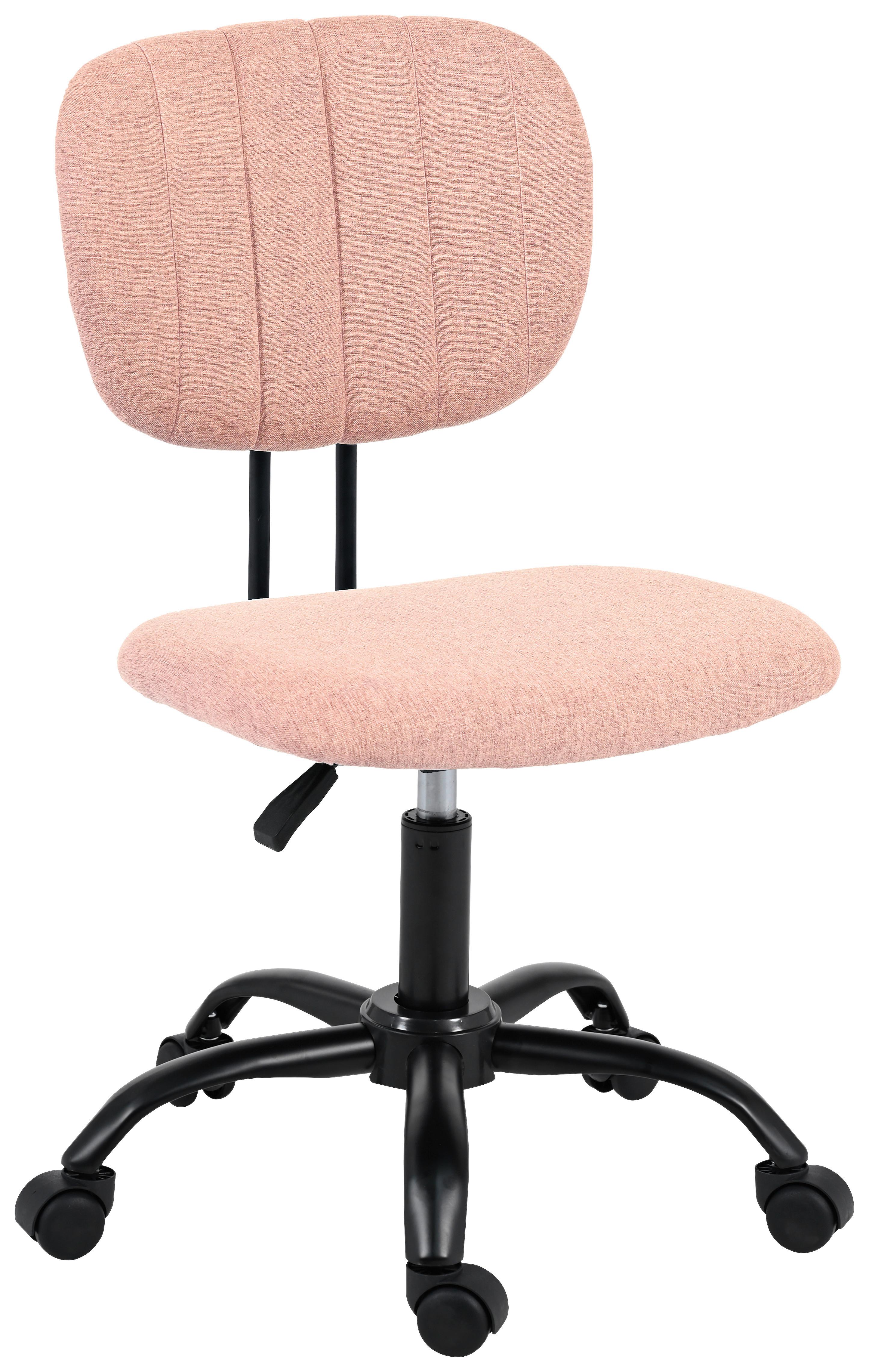 Drehstuhl Tom Rosa - Schwarz/Rosa, MODERN, Textil/Metall (55/79-89/56cm) - Mömax