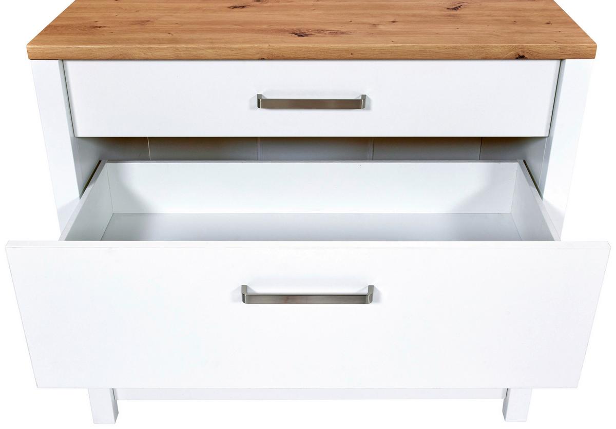 Küchenunterschrank Sicilia Weiß/Eiche Artisan - Silberfarben/Weiß, MODERN, Holzwerkstoff/Metall (100/92/60cm) - Mömax