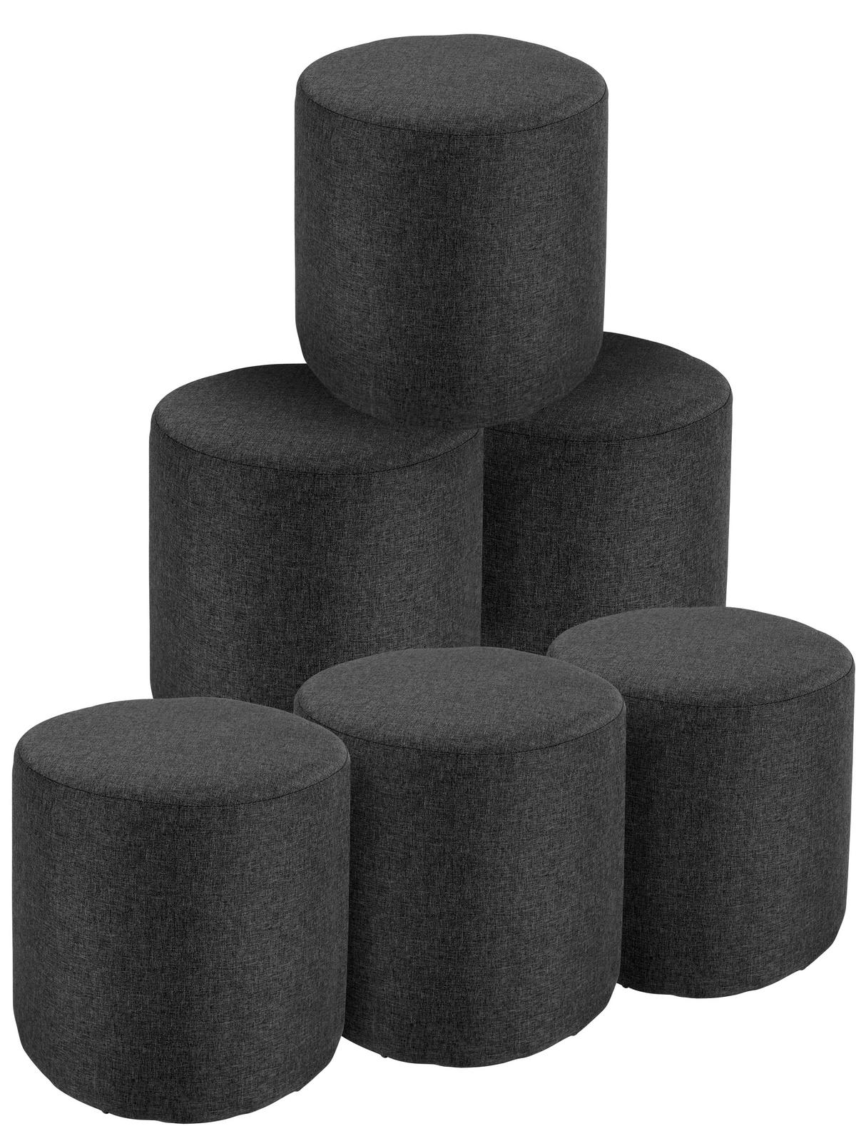 TABURET LEO - gri deschis/negru, Basics, lemn/textil (33/33cm)