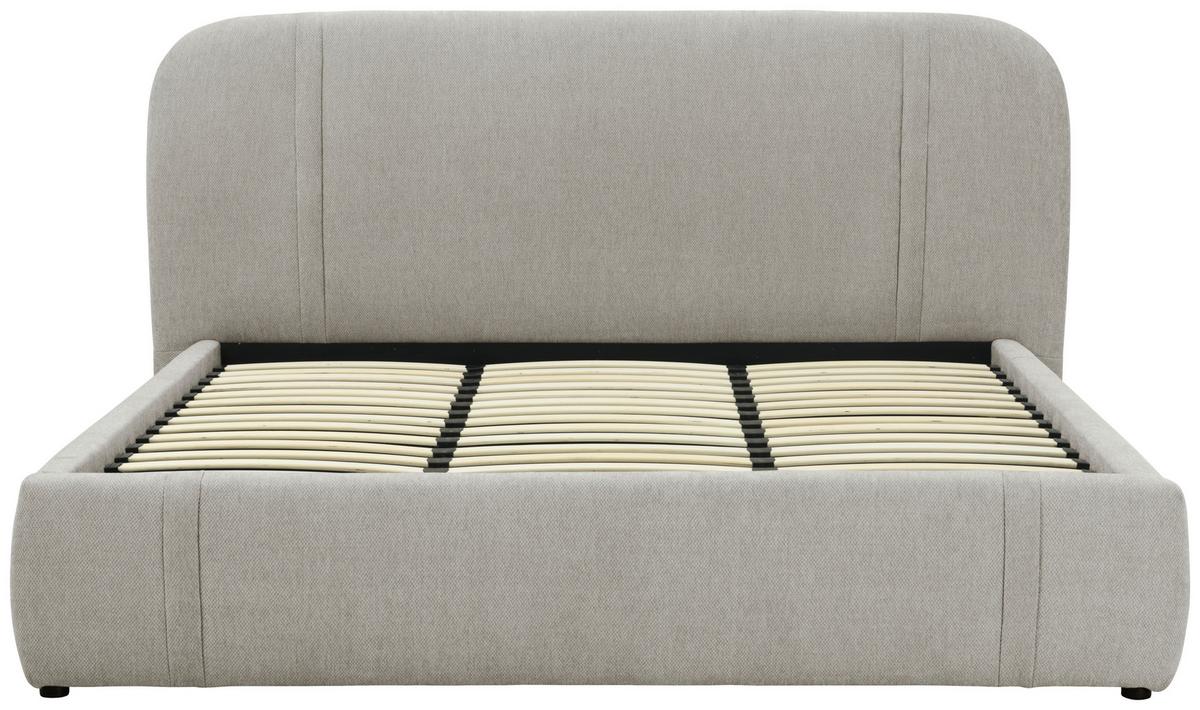 Oblazinjena Postelja Leo, Rjavosiva, 180x200cm - rjavosiva/črna, Design, kovina/umetna masa (218/114/224cm) - MID.YOU