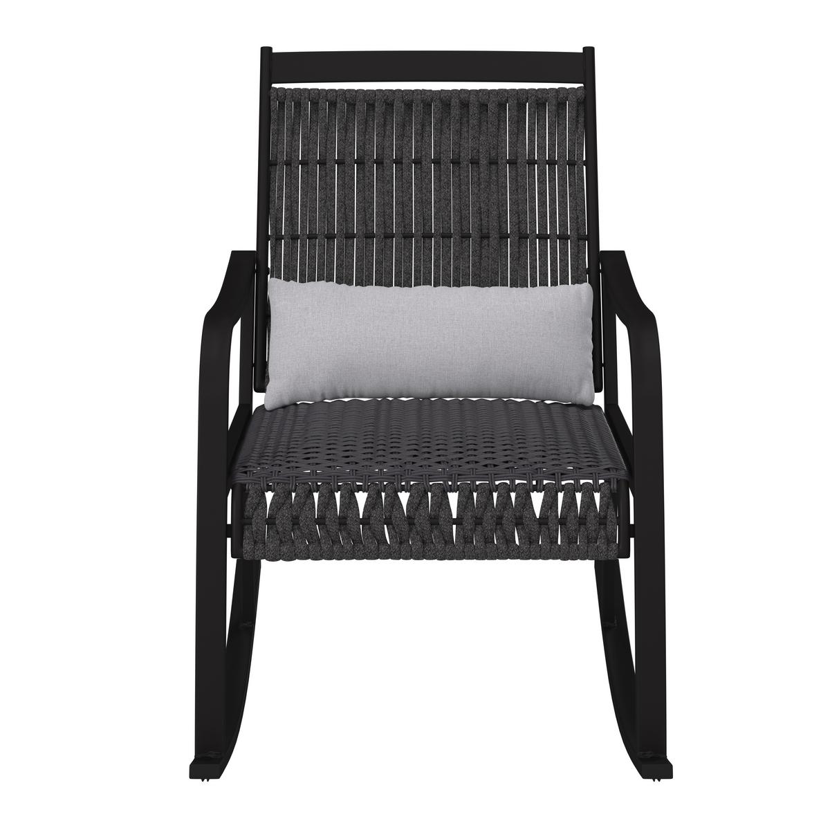 Balkonset Mathilda Hellgrau Outdoorstoff/Metall +Abdeckung - Hellgrau/Schwarz, MODERN, Kunststoff/Textil - Bessagi Garden
